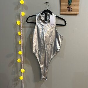 NWT akira metallic / silver bodysuit / one piece